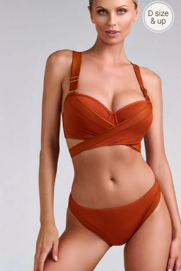 Store Marlies Dekkers Lingerie cache coeur haut de bikini balconnet plongeant burntorange