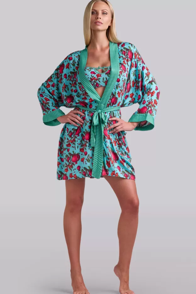 Shop Marlies Dekkers Lingerie forbidden fruit kimono pomegranateprint